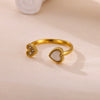 Fashion New Light Luxury Geometric Ins Style Fruit Shaped Inlaid With Gold Stainless Steel And Titanium Steel Zircon Open Ring For Women