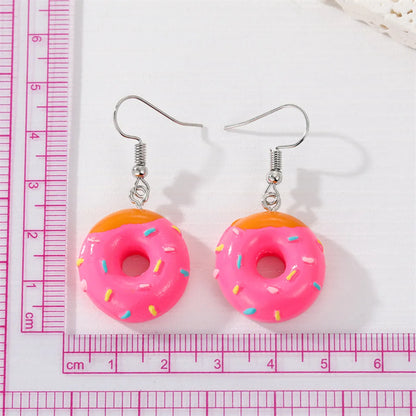 Fashion New Multicolor Donut Creative Dessert Resin Simulation Food Earrings