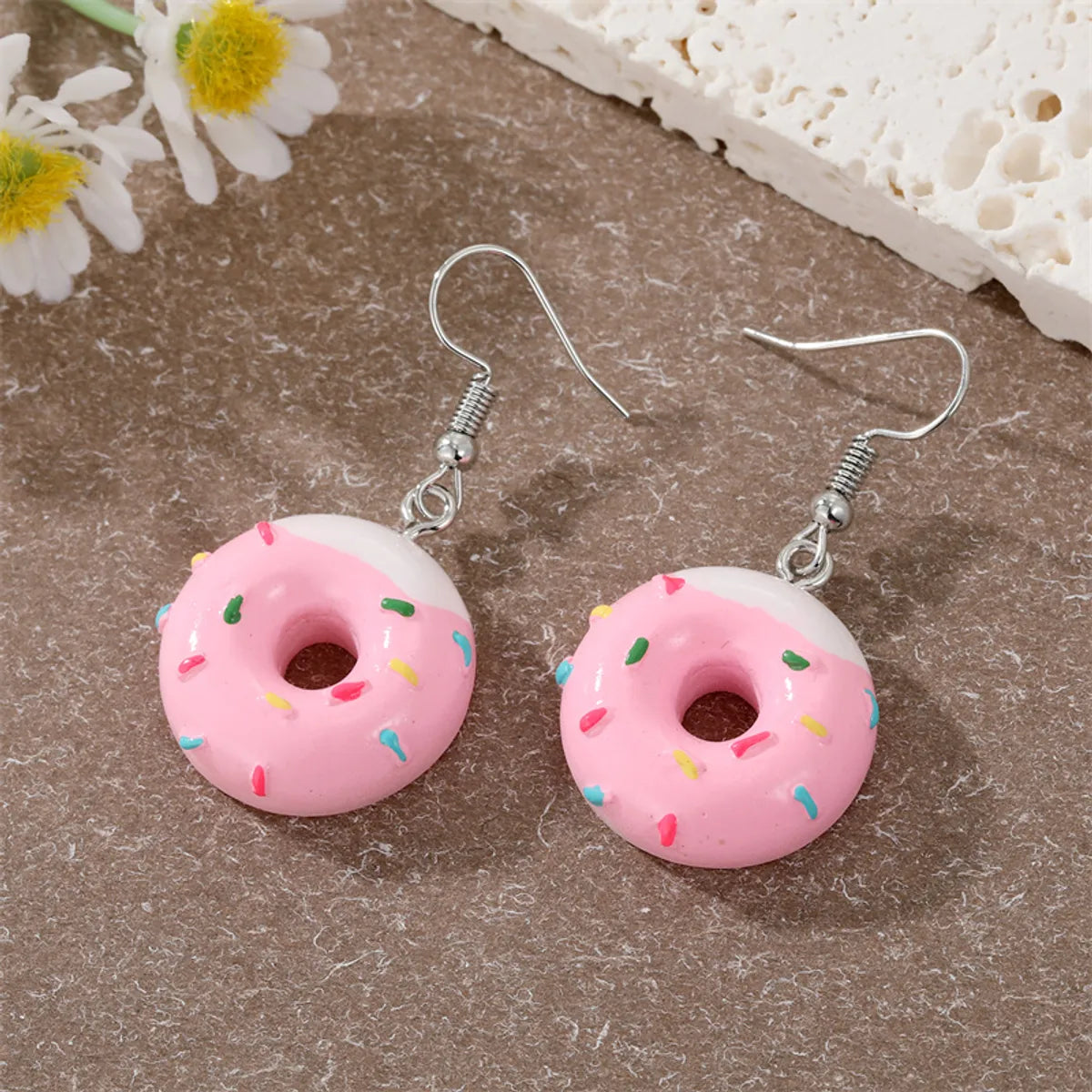 Fashion New Multicolor Donut Creative Dessert Resin Simulation Food Earrings