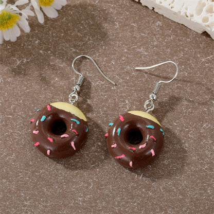 Fashion New Multicolor Donut Creative Dessert Resin Simulation Food Earrings