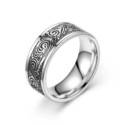 Fashion New Retro Creative Men'S  Oil-Coated Titanium Steel Ring