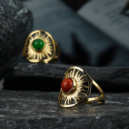 Fashion New Stainless Steel Adjustable Female Hollow Sun Flower Open Ring