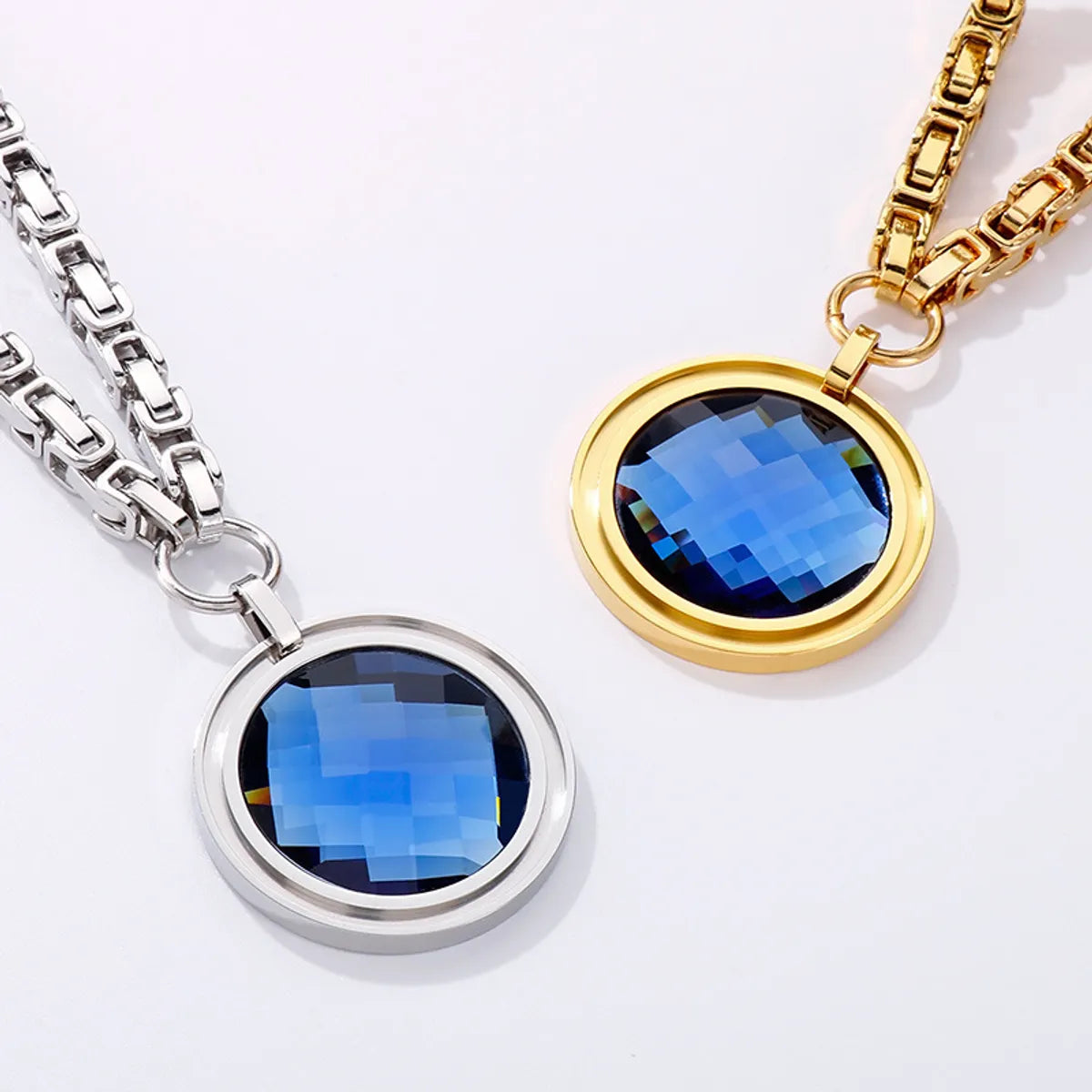 Fashion New Stainless Steel Single-piece Chain Round Multi-color Glass Stone Female Bracelet And Necklace Set