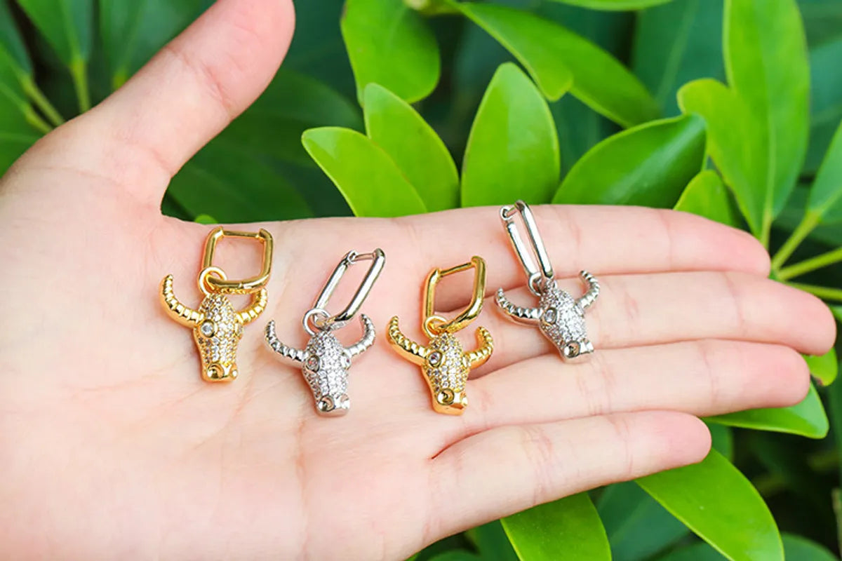 Fashion New Style Diamond Bull Head Earrings