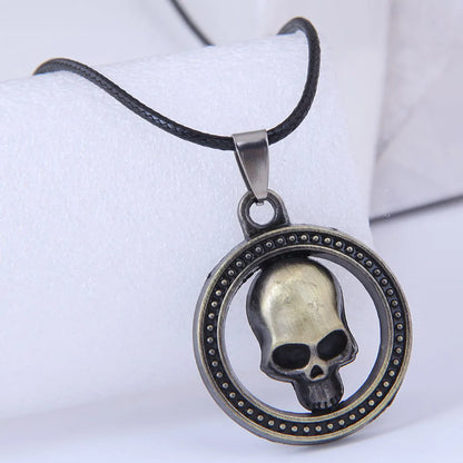 Fashion New Style Metal Simple Skull Wax Rope Necklace