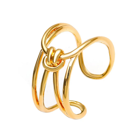 Fashion New Style Open Knotted Geometric Adjustable Cross Ring