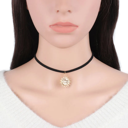 Fashion New Sun Moon Star Multi-layer Choker Collar Minimalist Necklace Set For Women