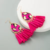 Fashion New Tassel Leather Horsehair Print Leopard Earrings