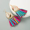 Fashion New Tassel Leather Horsehair Print Leopard Earrings