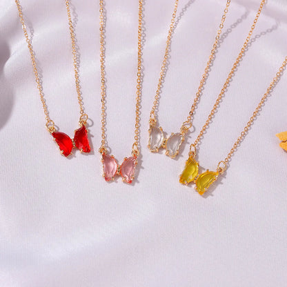 Simple Style Butterfly Artificial Crystal Alloy Plating Women's Necklace