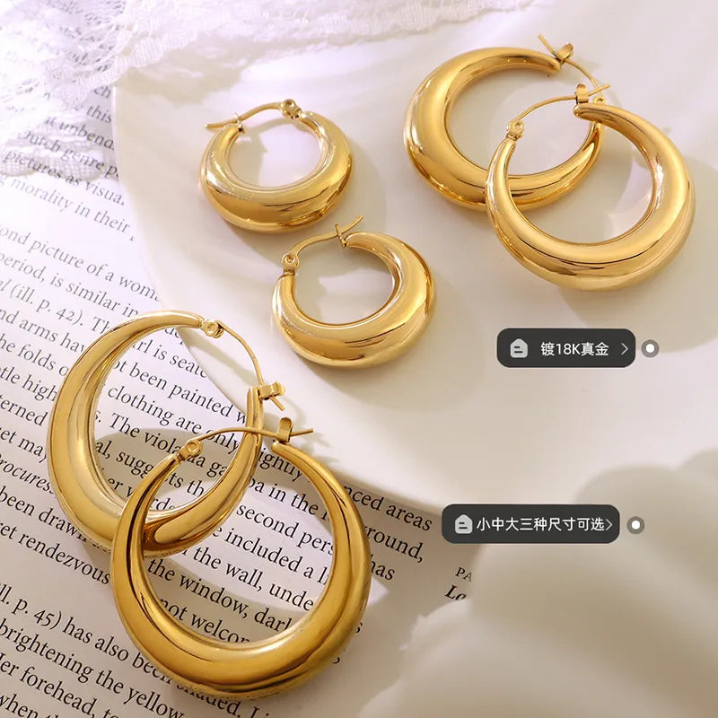 Fashion U Shape Plating 304 Stainless Steel No Inlaid 18K Gold Plated Earrings