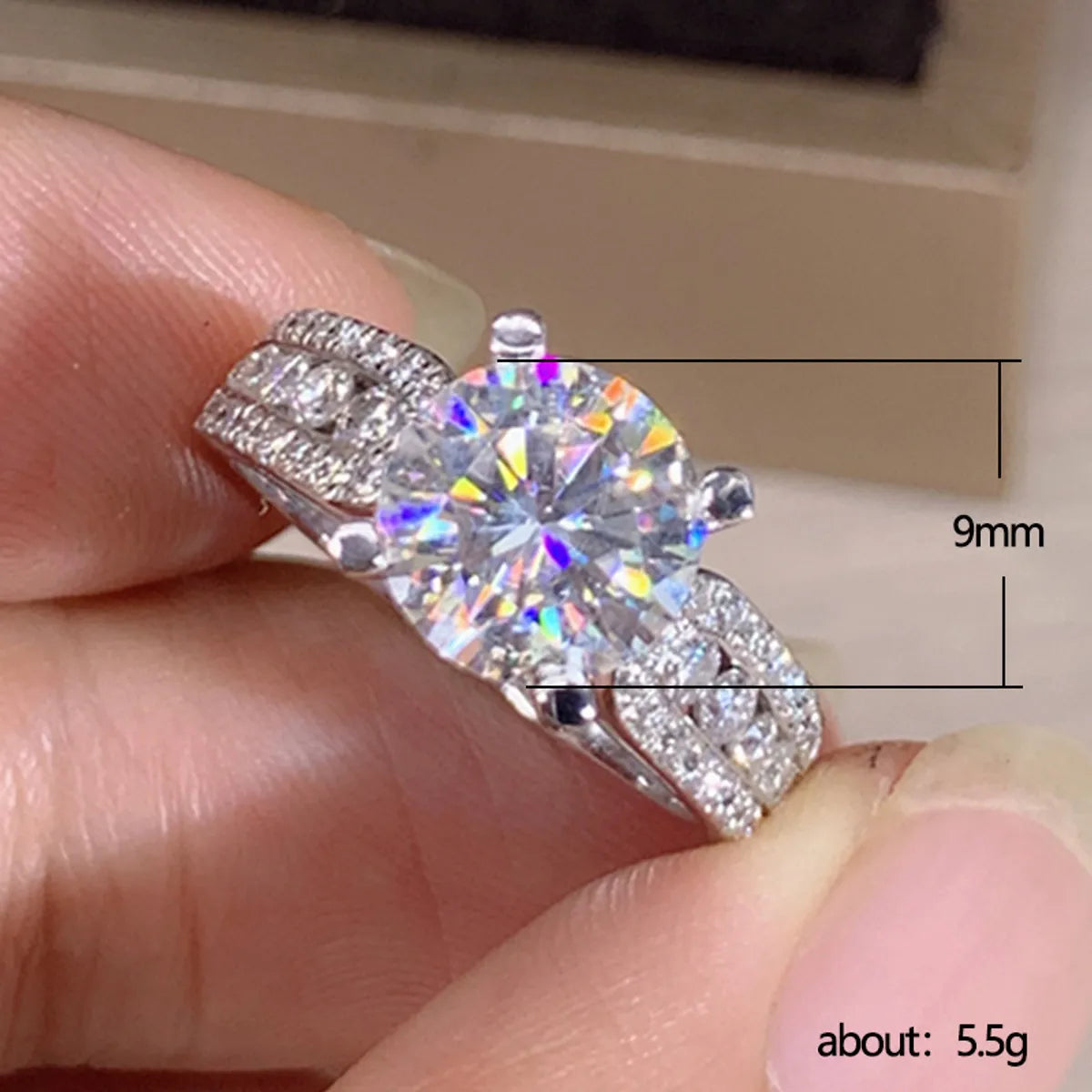 Fashion New Wedding Classic Four-claw Zircon Crystal Female Engagement Proposal Copper Ring Female