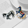 Fashion Niche Creative Retro High End Sense Alloy Oil Drop Enamel War Horse Animal Design Clothing Brooch