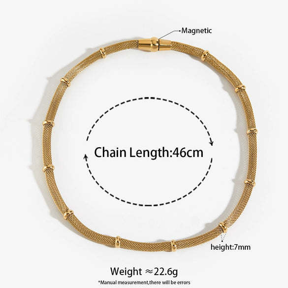 Fashion Niche Design Magnetic Bracelet Necklace With Metallic Mesh Pattern Made Of Round Stainless Steel And Electroplated