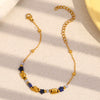 Fashion Niche Design Personality Creative Women's Stainless Steel 18K Gold Plated Bead Fivepointed Star Geometric Bracelet