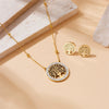 Fashion Niche Design Round Hollow Tree Of Life Pendant Stainless Steel Earrings Necklace Set With Electroplating