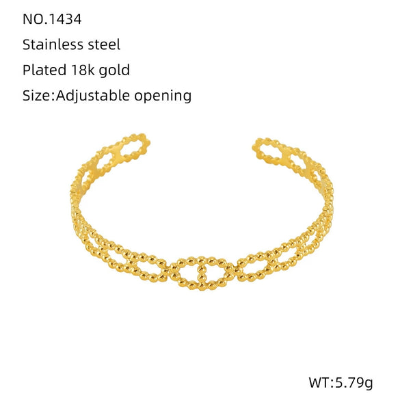 Fashion Niche Design Stainless Steel Gold Plated Wheat Ear Shape Open Bracelet Jewelry