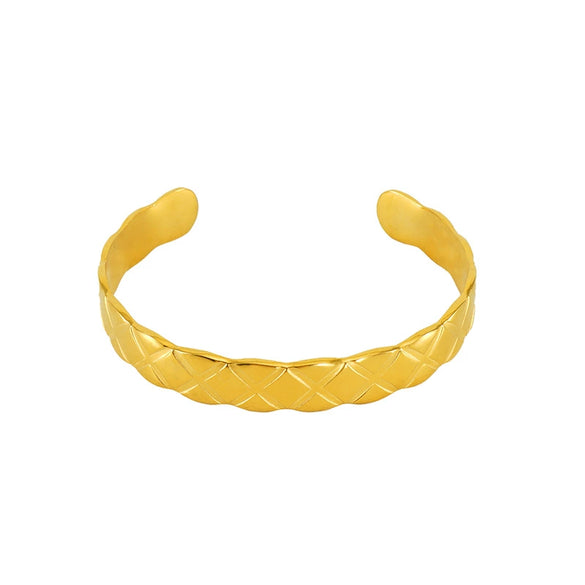 Fashion Niche Design Stainless Steel Gold Plated Wheat Ear Shape Open Bracelet Jewelry