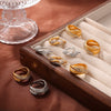 Fashion Niche Design 316L Stainless Steel Goldplated Ring Earrings Jewelry Set For Women
