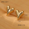 Fashion Niche Design Titanium Steel Heart Earrings For Women With Electroplating Treatment