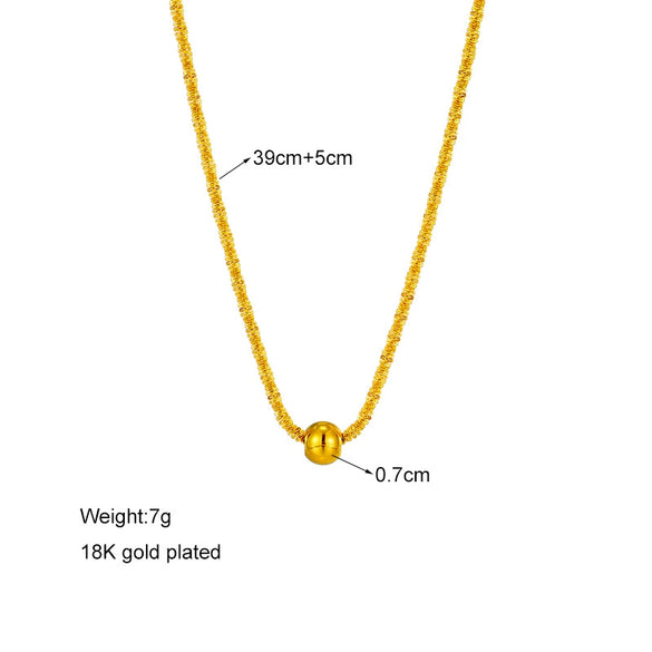 Fashion Niche Design Titanium Steel Round Bead Thread Wave Clavicle Chain With Geometric Pattern And Electroplating For Women