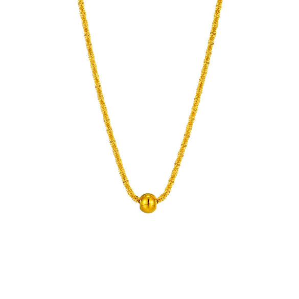 Fashion Niche Design Titanium Steel Round Bead Thread Wave Clavicle Chain With Geometric Pattern And Electroplating For Women