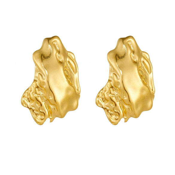 Fashion Niche Irregular Glossy Geometric Goldplated Stainless Steel Earrings Accessories