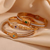 Fashion Niche Popular Stainless Steel Bracelet 18K Gold Plated Microset Devil's Eye Spring Buckle Geometric Style