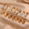 Fashion Niche Popular Stainless Steel Bracelet 18K Gold Plated Microset Devil's Eye Spring Buckle Geometric Style