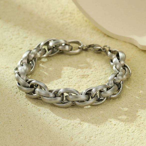 Fashion Niche Stainless Steel And Titanium Steel Twist Wrapped Hiphop Style Bracelet For Men And Women With Electroplating Treatment
