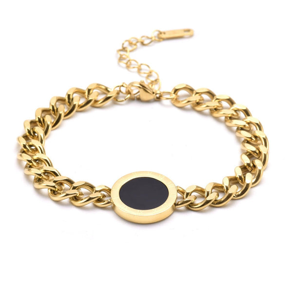 Fashion Niche Thick Chain Titanium Steel Jewelry Electroplated Allmatch Bracelet