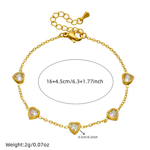 Fashion Niche Transparent Love Accessories Gold Plated Stainless Steel Chain Bracelet Earrings Necklace Set With Rhinestones Love Water Drops Bells Pattern Electroplating