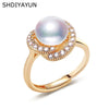 Fashion Noble Freshwater Pearl Zircon Women's Copper Gold Plated Ring