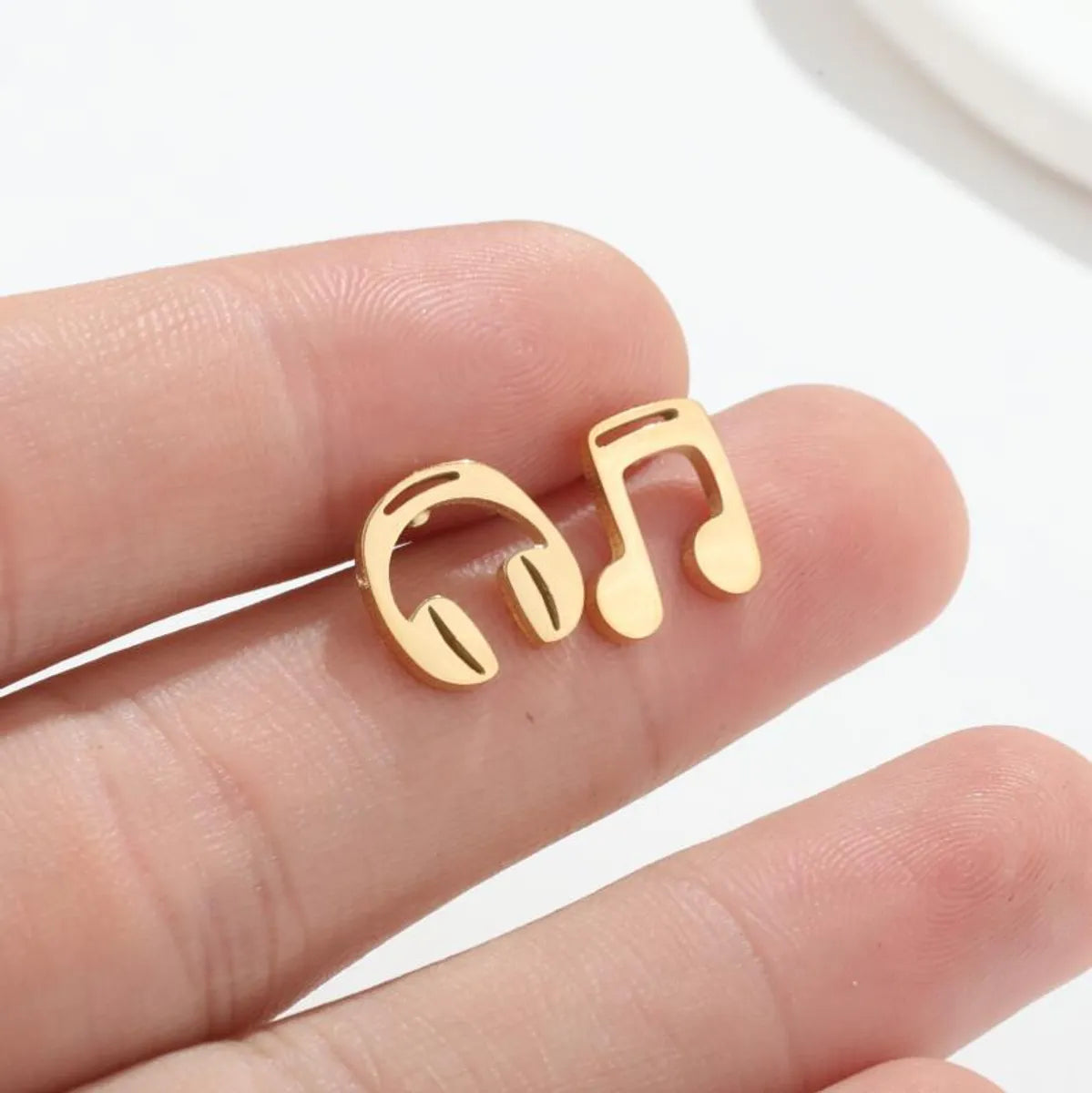 Fashion Notes Stainless Steel Asymmetrical Plating Hollow Out Ear Studs 1 Pair