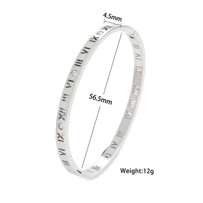 Fashion Number Titanium Steel Plating Bangle