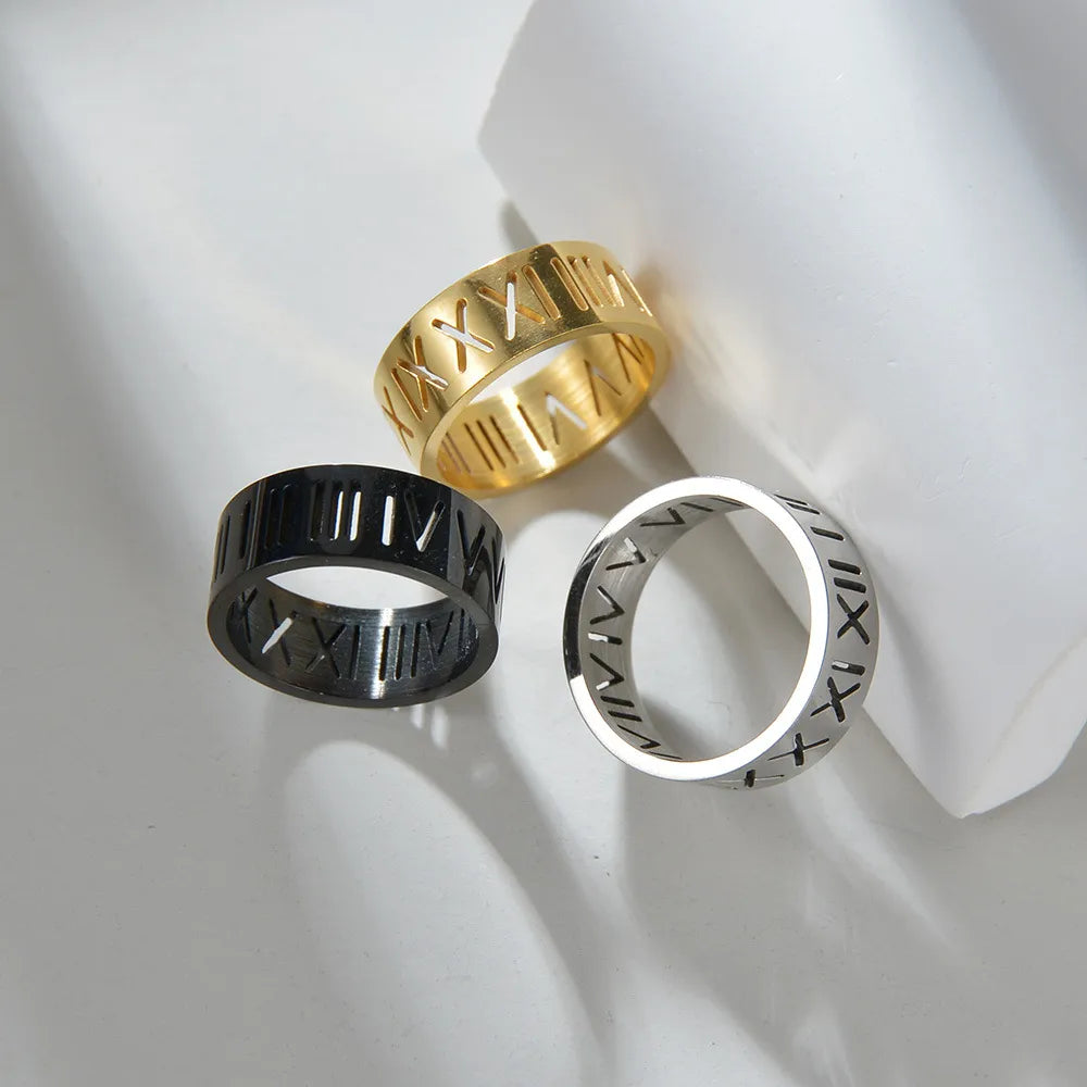 Wholesale Jewelry Fashion Number 201 Stainless Steel Gold Plated Black Plated Plating Rings