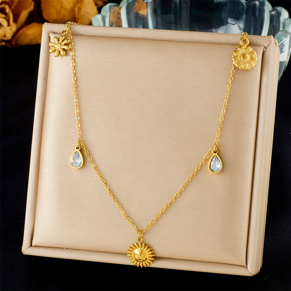 Fashion Ocean Series Accessories Stainless Steel Goldplated Animal Zodiac Starfish Shell Butterfly Pendant Necklace With O Word Chain