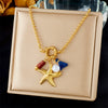 Fashion Ocean Series Accessories Stainless Steel Goldplated Animal Zodiac Starfish Shell Butterfly Pendant Necklace With O Word Chain