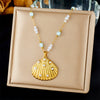Fashion Ocean Series Accessories Stainless Steel Goldplated Animal Zodiac Starfish Shell Butterfly Pendant Necklace With O Word Chain