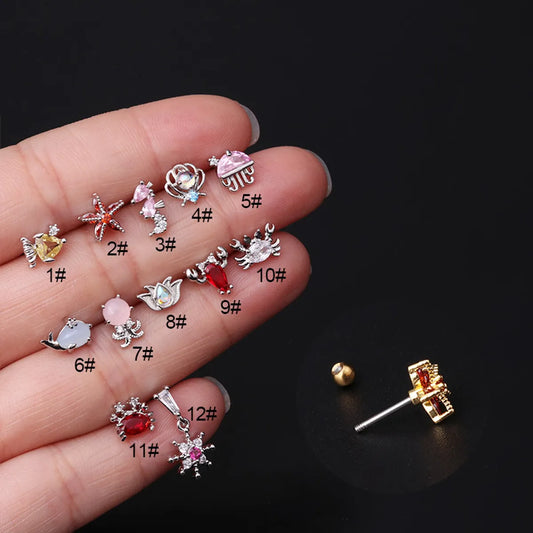 Fashion Ocean Series Copper Inlaid Zircon Earrings Wholesale