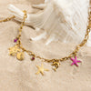 Fashion Ocean Style Stainless Steel Stacked Starfish And Conch Animal Geometric Necklace With Electroplating