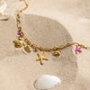Fashion Ocean Style Stainless Steel Stacked Starfish And Conch Animal Geometric Necklace With Electroplating