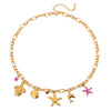 Fashion Ocean Style Stainless Steel Stacked Starfish And Conch Animal Geometric Necklace With Electroplating