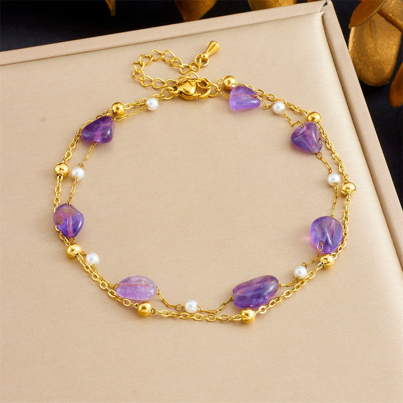 Fashion Ocean Wind Stainless Steel Beaded Chain Stacked Women's Anklet With Animal And Zodiac Shapes