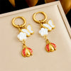 Fashion Oil Dripping Cartoon Insect Pattern Stainless Steel Electroplated Hanging Earrings For Women