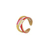 Fashion Oil Dropping Titanium Steel Open Ring With Gold Plated Leaves And Small Flower Design Jewelry