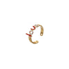 Fashion Oil Dropping Titanium Steel Open Ring With Gold Plated Leaves And Small Flower Design Jewelry