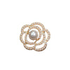 Fashion Ol Camellia Alloy Electroplated Brooch With Crystal Diamond And Highgrade Pearl For Women And Unisex As Clothing Accessories