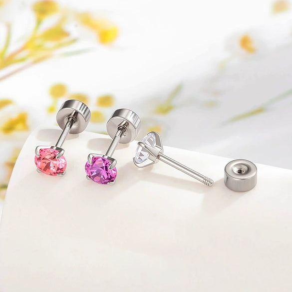 Fashion Ol Geometric Metal Zirconia Piercing Earrings