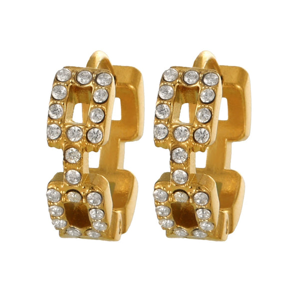 Fashion Ol Style Geometric Stainless Steel Gold Plated Earrings And Ring Jewelry For Women
